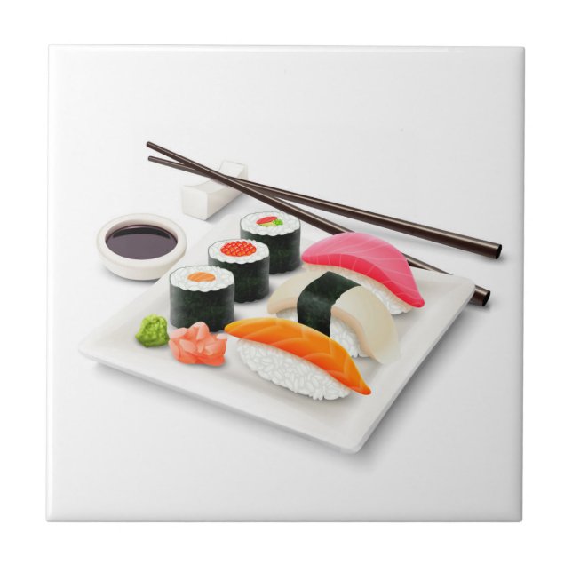 Azulejo Sushi delicioso japonés (Frente)