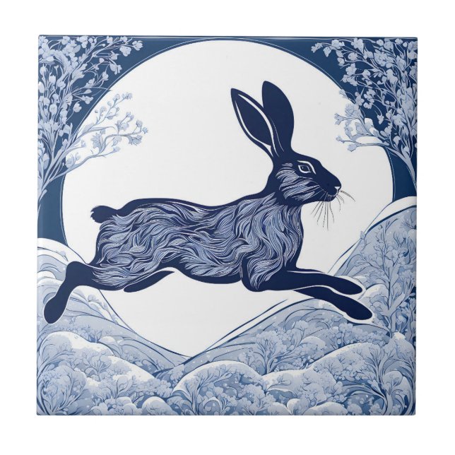 Azulejo Susurros de invierno de liebre mágica (Frente)