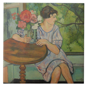 Azulejo Suzanne Valadon joven Chica frente a una ventana