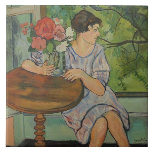 Azulejo Suzanne Valadon joven Chica frente a una ventana (Frente)