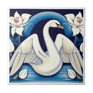Azulejo Swan y Lilies Art Deco