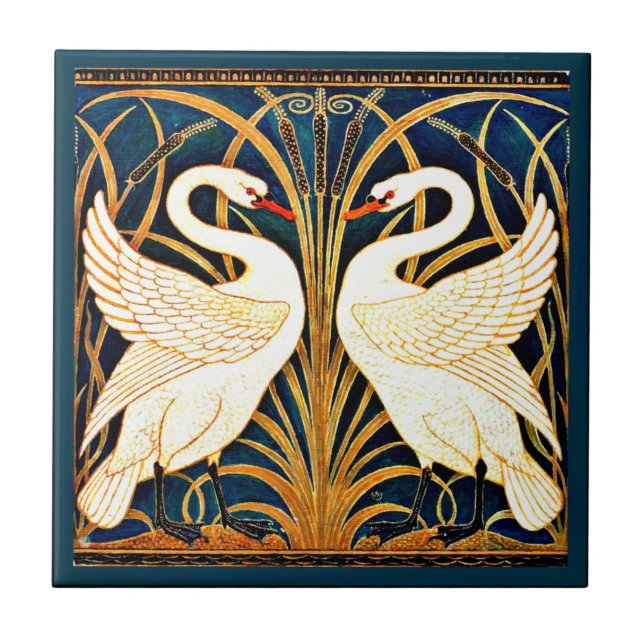 Azulejo Swan y Rush e Iris, (Frente)