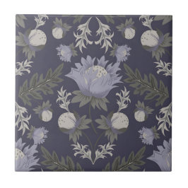 Azulejo Symmetrical dark purple floral pattern