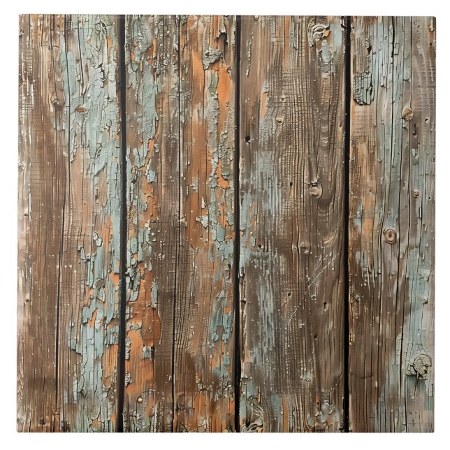 Azulejo Tabla de madera rústica con pátina desconchada (Frente)