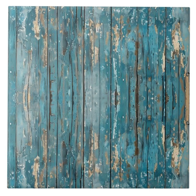 Azulejo Tabla de madera rústica con pátina desconchada (Frente)