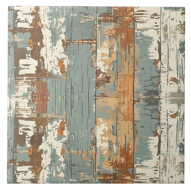 Azulejo Tabla de madera rústica desgastada con pátina  (Frente)