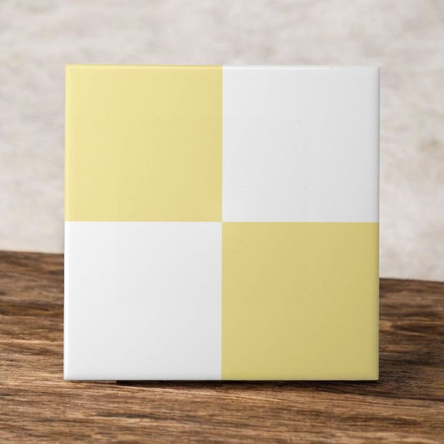 Azulejo Tablero de ajedrez amarillo y blanco pastel modern (Subido por el creador)