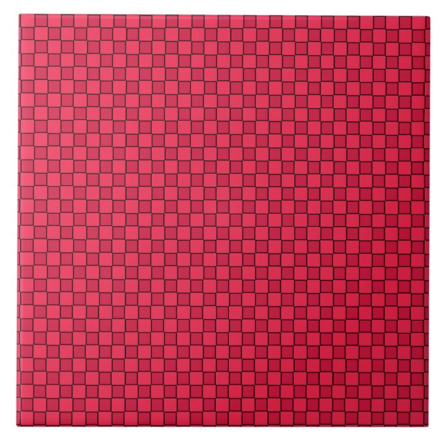 Azulejo Tablero de ajedrez rojo negro (Frente)