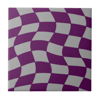 Azulejo Tablero de cheques gris y violeta