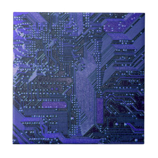 Azulejo Tablero de Circuito Cibernético Azul Arte Electrón