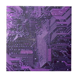 Azulejo Tablero de Circuito Cibernético Púrpura Arte Tecno