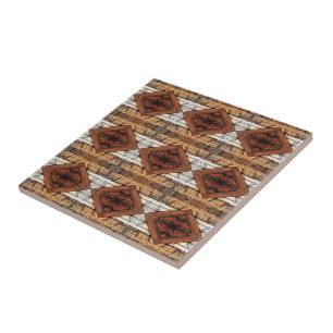 Azulejo Tablones de Madera Deteriorada Patrón de Diamante 
