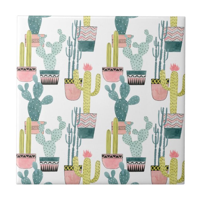 Azulejo Taco sobre el amor | Patrón de cactus (Frente)