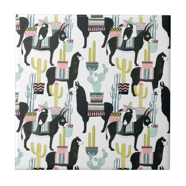 Azulejo Taco sobre el amor | Patrón Llama y burro (Frente)