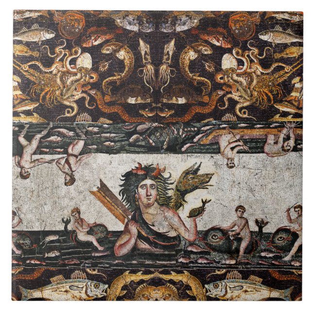 AZULEJO TALASSA MAR GODDESS, DRAGÓN DE APERITIVOS, DELFINE (Frente)