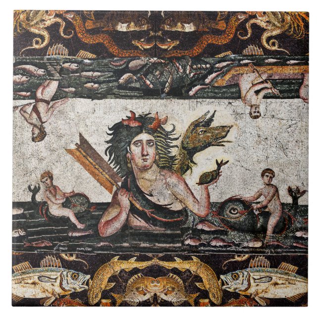 AZULEJO TALASSA MAR GODDESS, DRAGÓN DE APERITIVOS, DELFINE (Frente)