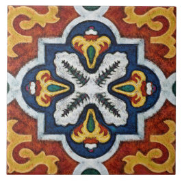 Azulejo Talavera 03 Rojo Amarillo Azul Mediterráneo Geo