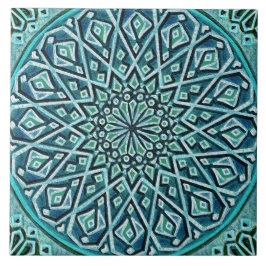 Azulejo Talavera 05 Turquoise Blue Mediterranean Rosette