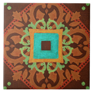 Azulejo Talavera 08 Azul Marrón Oxidado Mediterráneo Geo