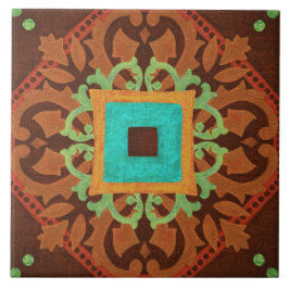 Azulejo Talavera 08 Rust Blue Brown Mediterranean Geo