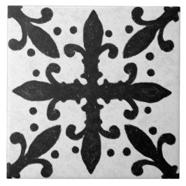 Azulejo Talavera 10 Black White Grey Mediterranean Geo