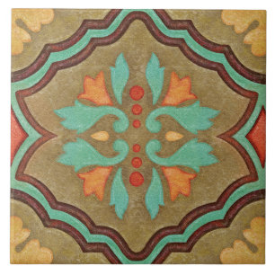 Azulejo Talavera 13 Verde Oliva Acuático Floral Mediterrán