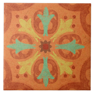 Azulejo Talavera 16 Naranja Óxido Acuático Mediterráneo Ge