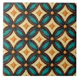 Azulejo Talavera 18 Verde azulado Marrón Marfil Mediterrán