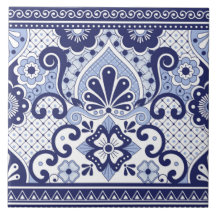 Talavera mexicana azul y blanca