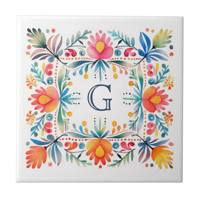 Azulejo Talavera mexicana inspiró mosaico estilo Hacienda (Frente)