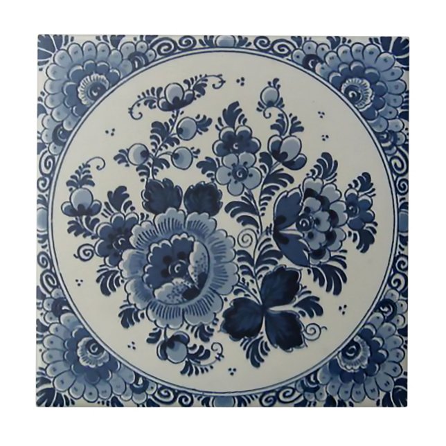 Azulejo Tamaños azules y blancos de Delft del diseño de la (Frente)