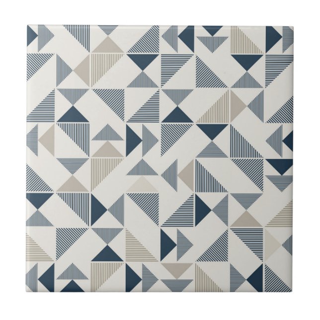 Azulejo Tan Beige Navy Blue Square Triangle Elegant (Frente)