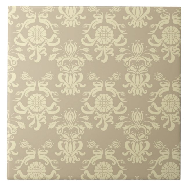 Azulejo Tan espléndido y floral vintage crema (Frente)