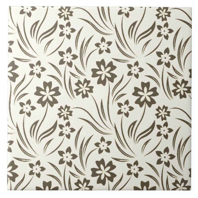 Azulejo Tan Flowers Ceramic Tile (Frente)