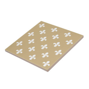 Azulejo Tan Neutral Fleur de Lys