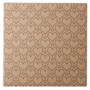 Azulejo Tan y Black Love Hearts y el patrón de los puntos