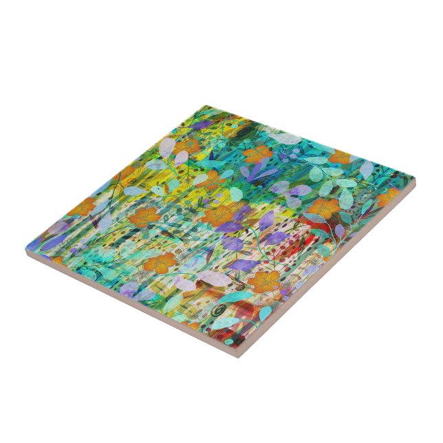 Azulejo Tangerina silvestre - Arte floral inspirado en la  (Lado)