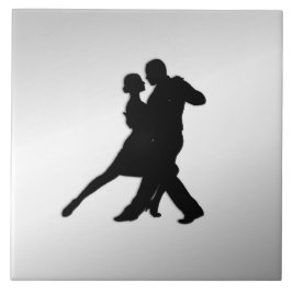 Azulejo Tango Dancers Silhouette 2 Silver