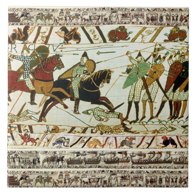 AZULEJO TAPESTRÍA BAYEUX, BATALLA DE ATAQUES, CABALLEROS N (Frente)
