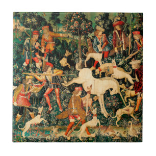 Azulejo Tapices Medievales Clásicos del Unicornio Defiende