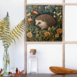 Azulejo Tapiz Cute Hedgehog Estilo William Morris<br><div class="desc">Un adorable erizo asoma a través de un bosque de bosques en este encantador diseño inspirado en William Morris. Perfecto para los amantes de la naturaleza, los amantes de los animales y todo aquel que esté encantado por la belleza de los jardines o del bosque. Trae la serenidad de la...</div>