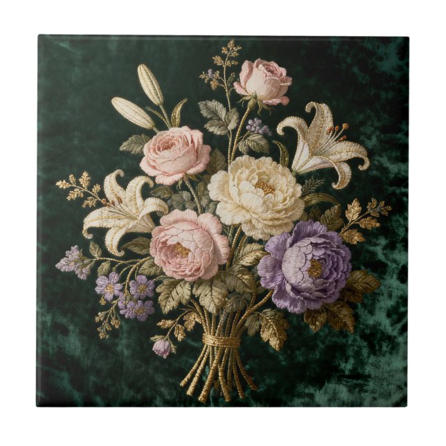Azulejo Tapiz de estilo antiguo Bouquet de Rosas (Frente)