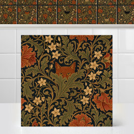 Azulejo Tapiz de hoja de acanto de gato naranja William Mo