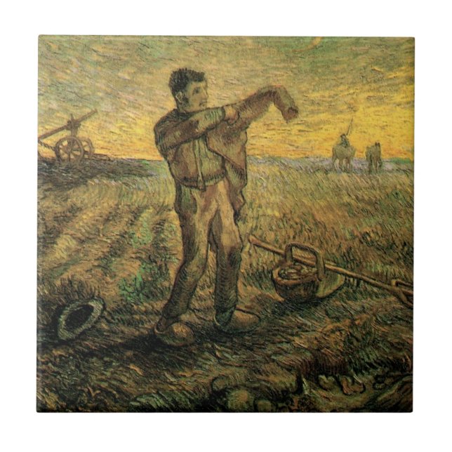 Azulejo Tarde - Fin del día de Vincent van Gogh (Frente)