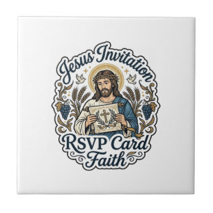Azulejo Tarjeta de respuesta a la invitación de Jesús Tarj