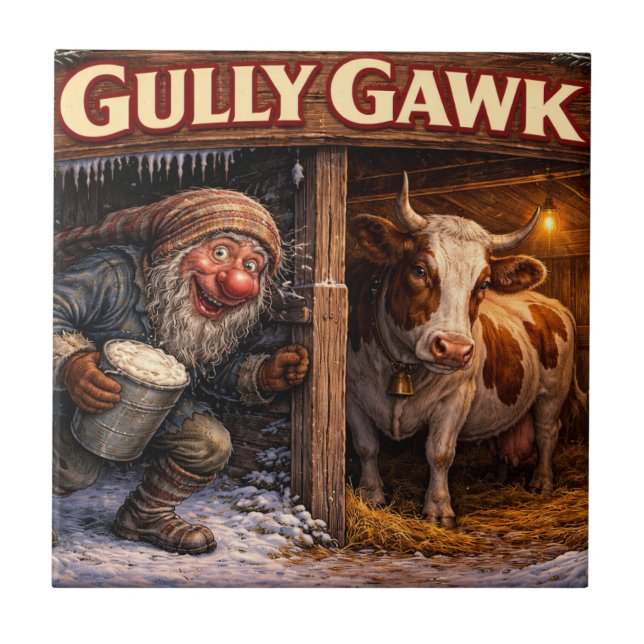 Azulejo Tarjeta postal del Gully Gawk islandés Yule Lad (Frente)