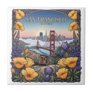 Azulejo Tarjeta postal del tranvía de San Francisco