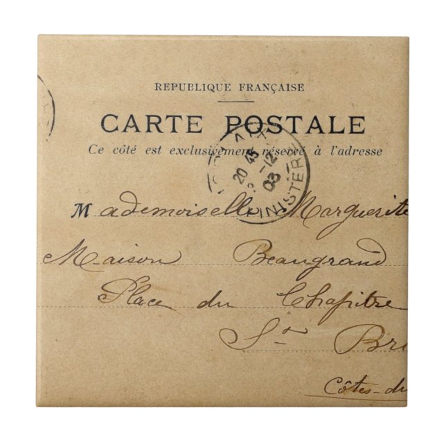 Azulejo Tarjeta postal francesa vintage (Frente)