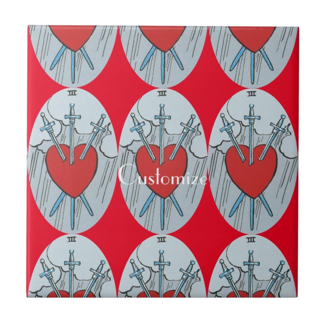 Azulejo Tarjeta Tarot 3 Espadas Thunder_Cove (Frente)