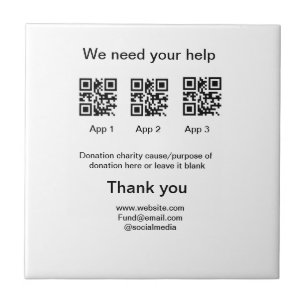 Azulejo tarro de propinas para donaciones añade tu nombre